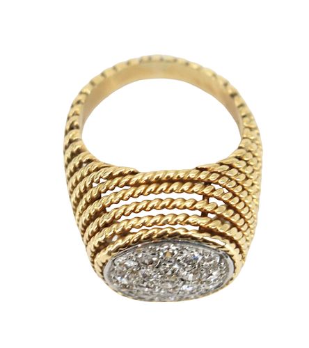18k gold and diamond estate ring