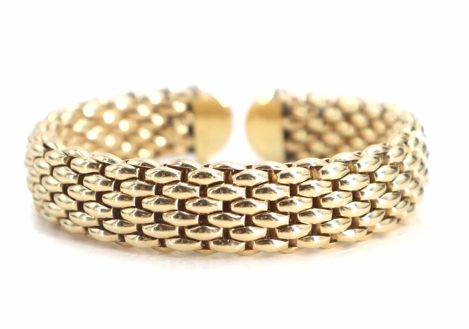 Italian FOPE 14k gold and diamond mesh bracelet